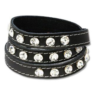 SilberDream Herren Lederarmband schwarz mit Zirkonia Steinchen LAP228S: SilberDream: Schmuck