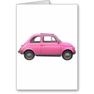 Pink Fiat 500 vintage Italian car Greeting Cards