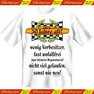 Geburtstag Sprche Tshirt 50 Jahre alt! wenig VorbesitzerFb. wei: Sport & Freizeit