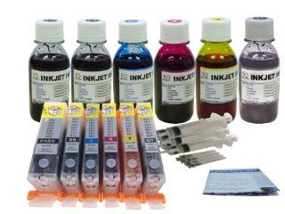 ND 6 Pack Canon PGI 250 CLI 251 250XL/251XL Refillable Ink Cartridges with Chips and 6 Bottles of 100ml Ink Refill Kit for Canon PIXMA MG6320 (PGBK K C M Y GY): Office Products