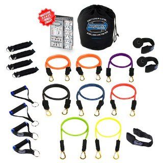 Bodylastics 19 pcs *STRONG MAN XT (254 lbs.) Quick Clip Resistance Bands System with 7 D.G.S. anti snap exercise tubes, Heavy Duty components & 7 DVDs : Sports & Outdoors