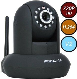Foscam FI9821W V2 Megapixel HD 1280 x 720p H.264 Wireless/Wired Pan/Tilt IP Camera with IR Cut Filter   26ft Night Vision and 2.8mm Lens (70 Viewing Angle)   Black : Home Security Systems : Camera & Photo