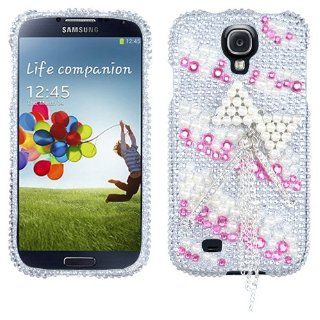 Fits Samsung I337 I9500 Galaxy S 4 Hard Plastic Snap on Cover Pink Bow Chain Premium 3D Diamond AT&T: Cell Phones & Accessories