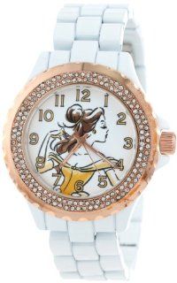 Disney Women's W001001 Belle White and Rose Gold Enamel Watch Watches