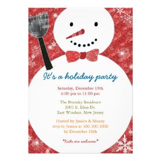 Joyful Cute Snowman Holiday Party Flat Invitations
