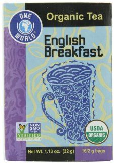 One World English Breakfast Tea, 16   2 g Tea Bags, (Pack of 6) : Black Teas : Grocery & Gourmet Food