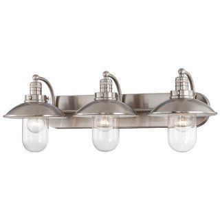 Minka Lavery 5133 84 3 Light Bathroom Vanity Light with Clear Shade from the Downtown Edison Collecti, Brushed Nickel   Vanity Lighting Fixtures  