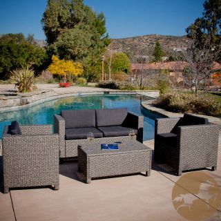 Christopher Knight Home Puerta Grey Outdoor Wicker Sofa Set