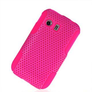 MOONCASE Hard Mesh Devise Silicone Skin Style Back Case Cover With Screen Protector for Samsung Galaxy Y S5360 Hotpink Cell Phones & Accessories