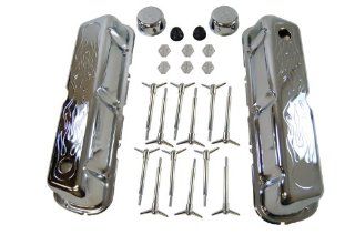 Racer Performance 1962 85 Ford Small Block 260 289 302 351W Chrome Steel Engine Dress Up Kit   Flamed: Automotive
