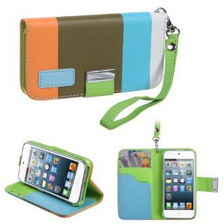 IMAGITOUCH(TM) 4 Item Combo APPLE iPod touch (5th generation) Colorful(Sky blue Olive green Light orange) Premium Book Style Wallet Case with Credit Card Slot (855) (Stylus pen, ESD Shield bag, Pry Tool, Phone Cover) Cell Phones & Accessories