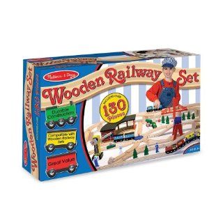 Melissa & Doug Deluxe Wooden Railway Set Toys & Games