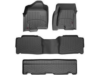 2011 2012 GMC Yukon Denali XL Black WeatherTech Floor Liner (Full Set) [2nd Row Bench Seating]: Automotive
