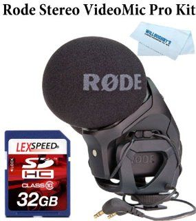 Rode Microphone For Canon EOS T5i, T4i, T3i, T3, T2i, SL1   Rode Stereo VideoMic Pro + 32GB + Cleaning Cloth : Professional Video Microphones : Camera & Photo