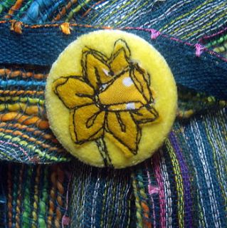 embroidered flower pin badge by oscar & toots