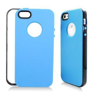 Aimo Wireless IPH5PCTPU302 Hybrid Sensual Gummy PC/TPU Slim Protective Case for iPhone 5   Retail Packaging   Black/Blue: Cell Phones & Accessories