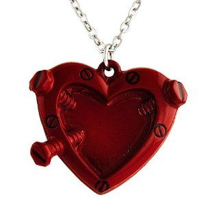 Unique Women / Girl Screwed Bolted Heart Charm Necklace Pendant with 16" Chain: Jewelry