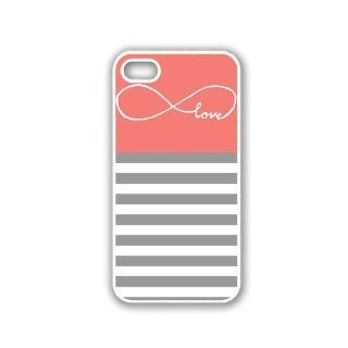 Infinity Love Coral and Grey Stripes White iphone 5c Case   For iphone 5c  De: Cell Phones & Accessories