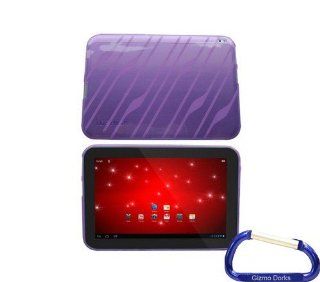 TPU Gel Hard Skin Cover Case for Toshiba Excite 10 AT305 Tablet   Purple with Gizmo Dorks Carabiner Key: Computers & Accessories