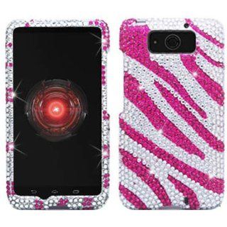 Pink Zebra Silver Bling Rhinestone Crystal Case Cover Diamond Skin For Motorola Droid Ultra XT1080 with Free Pouch: Cell Phones & Accessories