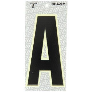 Brady 3020 A 6" Height, 3" Width, B 309 High Intensity Prismatic Reflective Sheeting, Black, Glow In The Dark Border/Silver Color Glow In The Dark Or Ultra Reflective Letter, Legend "A" (Pack Of 10): Industrial Warning Signs: Industria