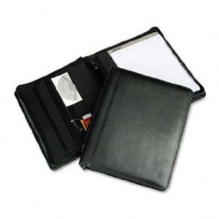 Leather Multi Ring Zippered Portfolio, Two Part, 1" Cap, 11 x 13 1/2, Black: Computers & Accessories