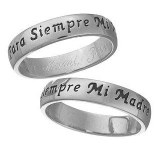 Sterling Silver Para Siempre Mi Madre Engraved Mothers Ring In Spanish: Jewelry
