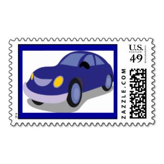 jpg_transportation019 BLUE CARTOON CAR AUTOMOBILE Postage Stamp