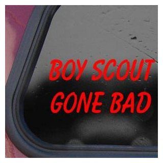 BOY SCOUT GONE BAD Red Sticker Decal Funny Laptop Die cut Red Sticker Decal   Decorative Wall Appliques  