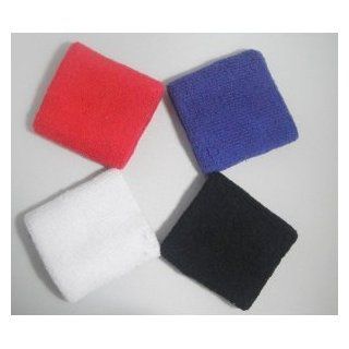 Four Color Sweatbands White, Black, Blue and Red Wristbands  Exercise Bands  Sports & Outdoors