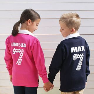 personalised childrens rugby shirt by sparks clothing