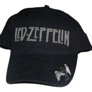 Led Zeppelin Swan Song Brim Fitted Black Hat Cap: Clothing