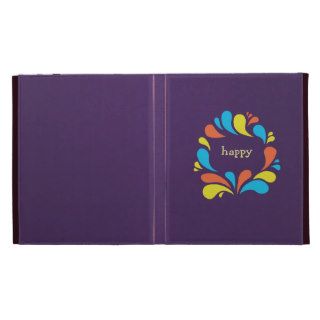 Funky Colorful Swirls Custom Text Happy iPad Folio Cases
