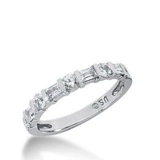 14k Gold Diamond Anniversary Wedding Ring 5 Round Brilliant, 4 Straight Baguette Diamonds 0.72 ctw. 321WR141414K: Wedding Bands Wholesale: Jewelry