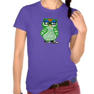 New Funny Hipster Green Owl Women's Purple T shirt