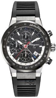 Salvatore Ferragamo Men's F55LCA78910 S113 F 80 Swiss Automatic Chronograph Black Dial Ceramic Bezel Watch: Watches