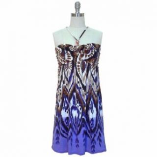 Luxury Divas Purple Multi Color Boho Printed Halter Summer Dress Size Medium at  Womens Clothing store