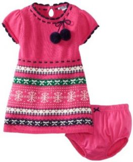 Hartstrings Baby girls Infant Fair Isle Sweater Dress and Diaper Cover Set, Fuchsia, 3 6 Months: Clothing