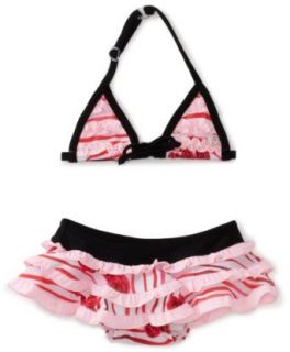 Floatimini Baby Girls Infant Rose Print Bikini Swimwear, Red, 6 12 Months: Infant And Toddler Swimwear Bikini Sets: Clothing