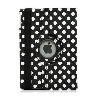 Gearonic 360 Degree Rotating PU Leather Case Cover with Swivel Stand for iPad 5 Air   Black Polka Dot (AV 5657 BlackPolkaDot ipa5_343B): Computers & Accessories