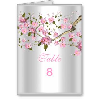 Table Number Place Cards Asian Pink Floral note