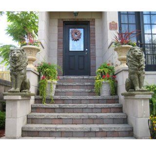 36" Guardian Entryway Lions Statues Solid Cast Stone (Set of 2) Made in USA : Outdoor Statues : Patio, Lawn & Garden
