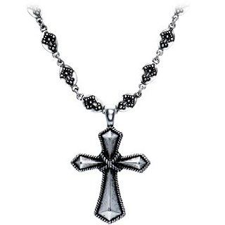 Oxidized Sterling Silver Stigma Gothic Cross Necklace: Jewelry