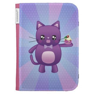 Kawaii Kitten Holding a Cupcake Cases For Kindle