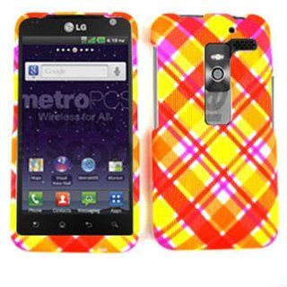 ACCESSORY MATTE COVER HARD CASE FOR LG ESTEEM MS910 SUMMER PINK YELLOW PLAID Cell Phones & Accessories