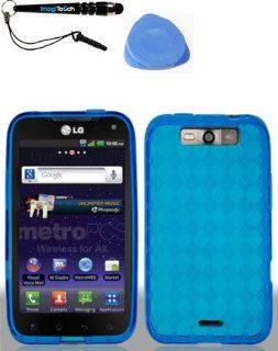 IMAGITOUCH(TM) 3 Item Combo LG MS840 Connect 4G LS840 ViperFlexible TPU Crystal Skin Sleeve Blue Case Cover Phone Protector (Stylus pen, Pry Tool, Phone Cover): Cell Phones & Accessories