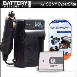 Replacement Battery For Sony NP BK1 BK 1 980MAH + 1 Hour Charger For Sony CyberShot DSC W370 DSC S650 DSC S750 DSC S780 DSC S950 DSC S980 DSC W180 DSC W190 Sony bloggie MHS PM5 + Free Pack Of LCD Screen Protectors  Digital Camera Batteries  Camera & 