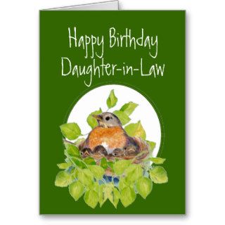 Happy Birthday Daughter in Law Robin on Nest Greeting Card