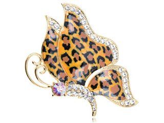 Swarovski Crystal Elements Small Cheetah Print Wing Butterfly Fashion Pin Brooch: Jewelry