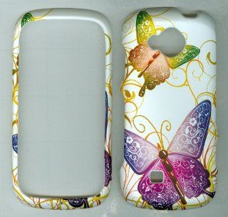 White Purple Butterfly Faceplate Hard Case Protector for Verizon Samsung Reality Sch u370: Cell Phones & Accessories